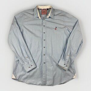 Thomas Pink Shirt Mens Special Edition Long Sleeve Blue Union Jack Logo Size XXL